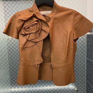 Valentino brown leather jacket with belt